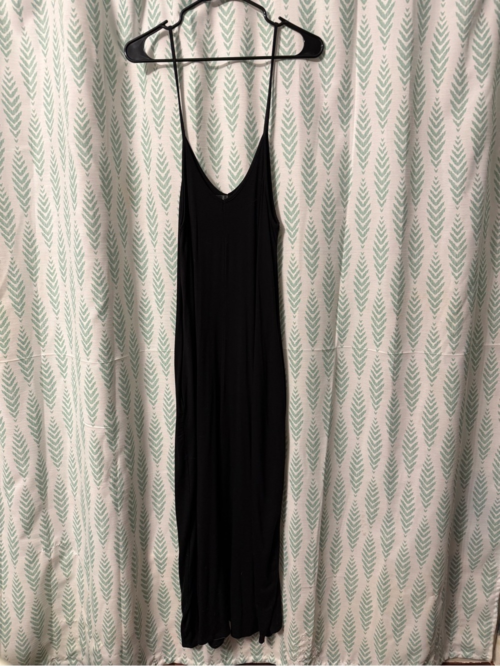 Women’s Black Maxi Slip Dress with Thin Straps